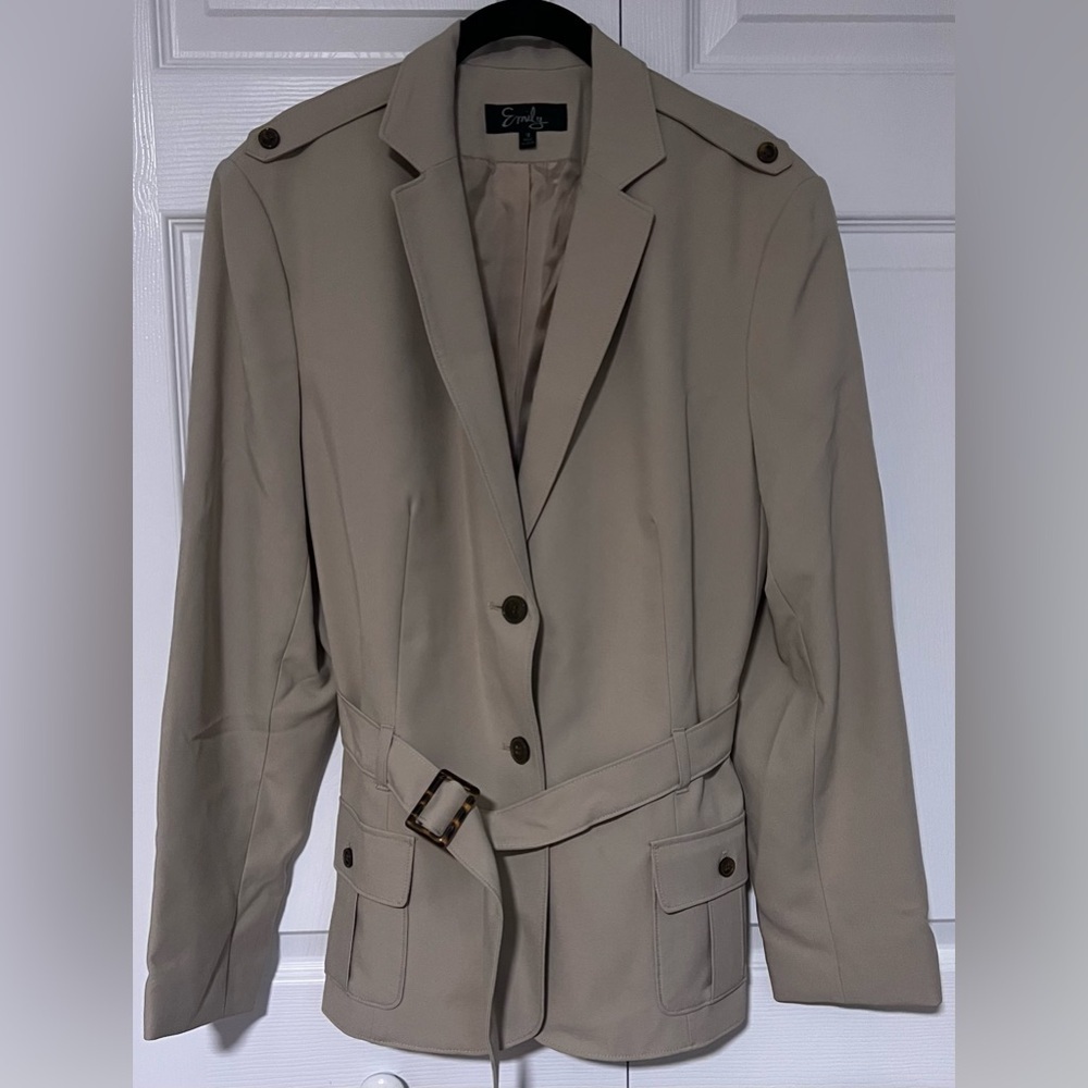Women's Emily Tan Button Down Belted Light Jacket